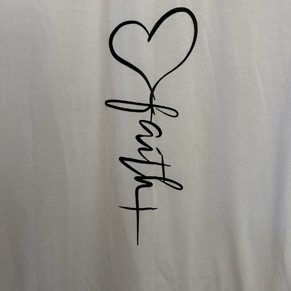 Faith Graphic Long Sleeve Tee Medium White NWOT - Picture 3 of 6